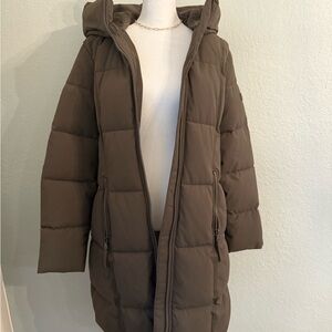 Calvin Klein Olive Hooded Puffer Coat